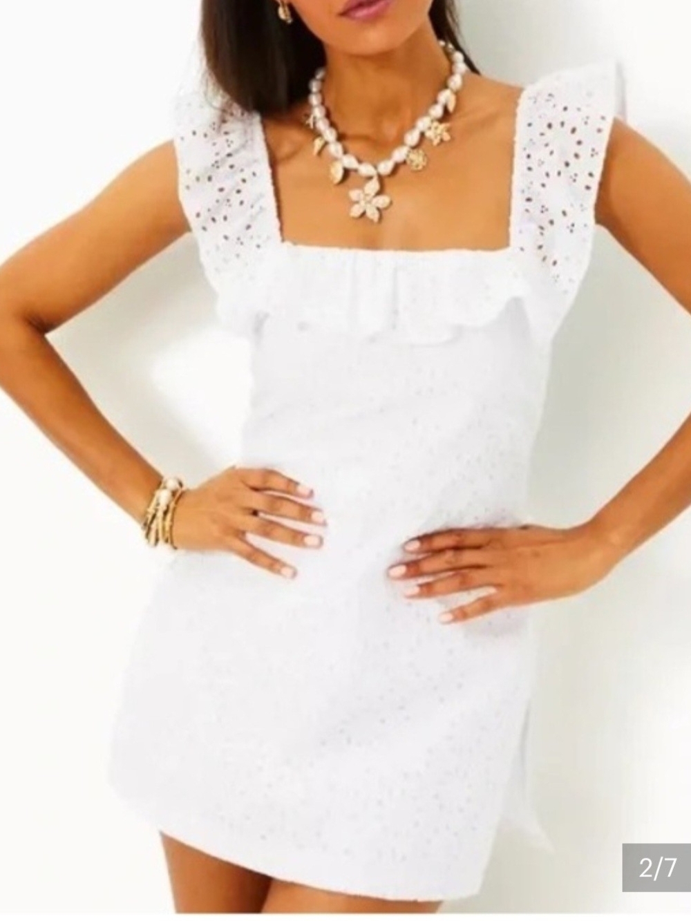 Lilly Pulitzer White Eyelet Ruffle Square-Romper